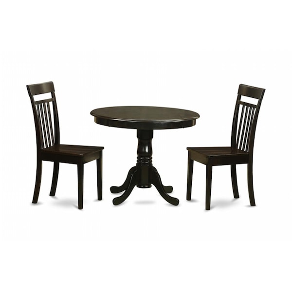 East West Furniture 3 Piece Kitchen Table Set-Kitchen Table and 4 Dining Chairs ANCA3-CAP-W - main